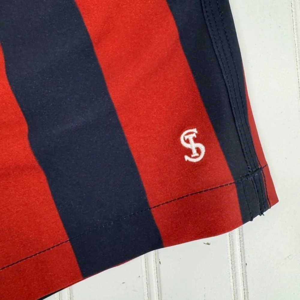 Todd Snyder Red and Navy Swim Trunks - Picture 2 of 6